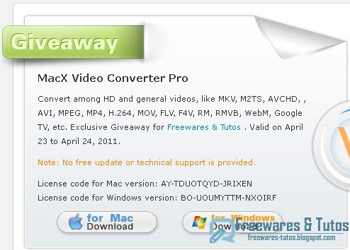 Cadeau de Pâques : MacX Video Converter Pro gratuit : code corrigé et offre prolongée