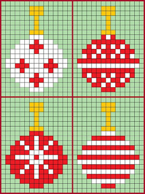 Free pattern for round Hama or Perler bead baubles