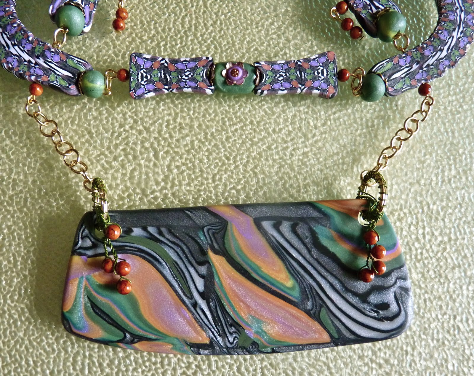 Knightwork: Playing with Clay: Caterpillar Necklace & Mixed Media Fish