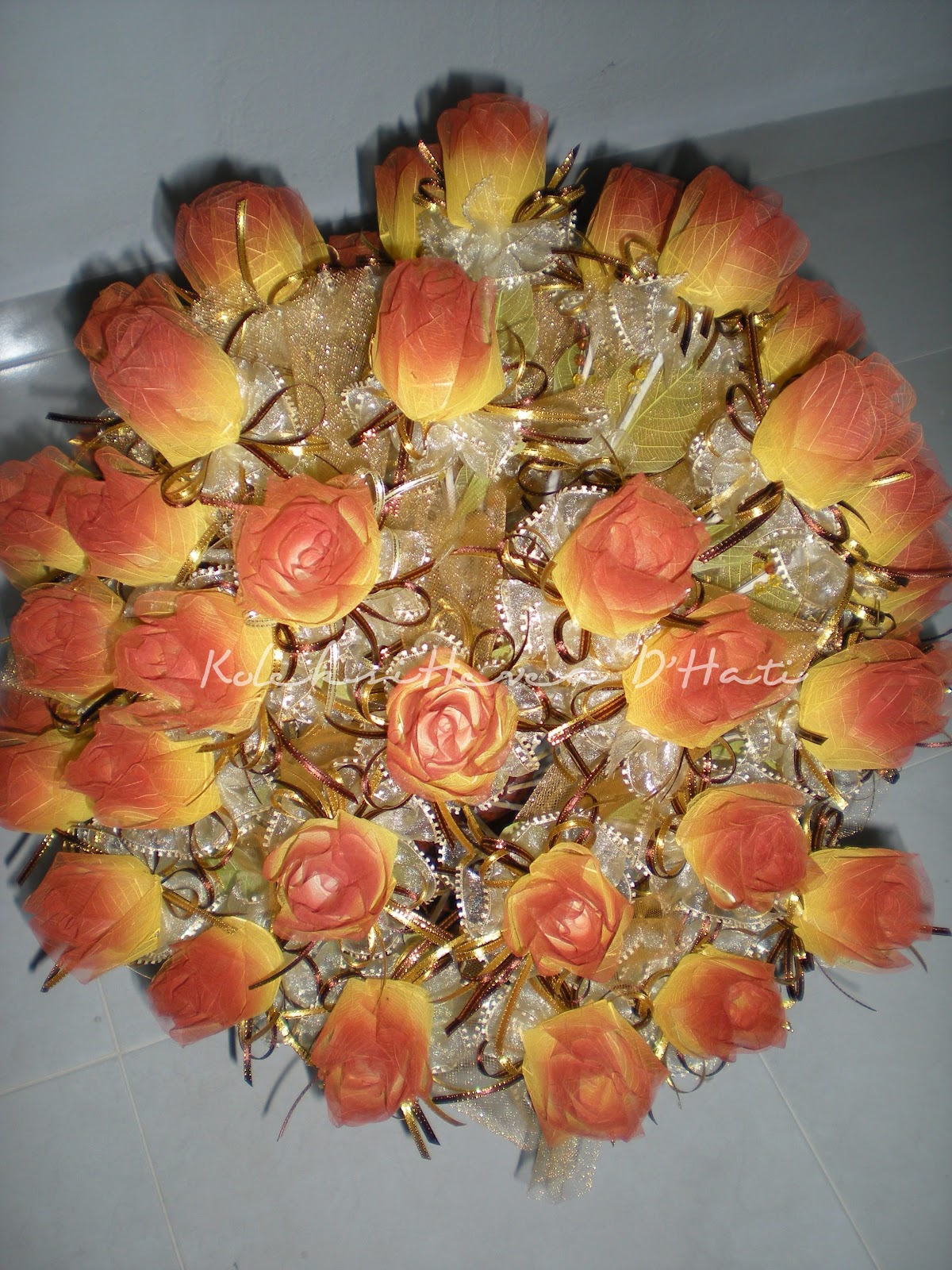 Kraf D'Hati (Kraftangan Bunga Daun Getah): Bunga Pahar : Kuning Coklat