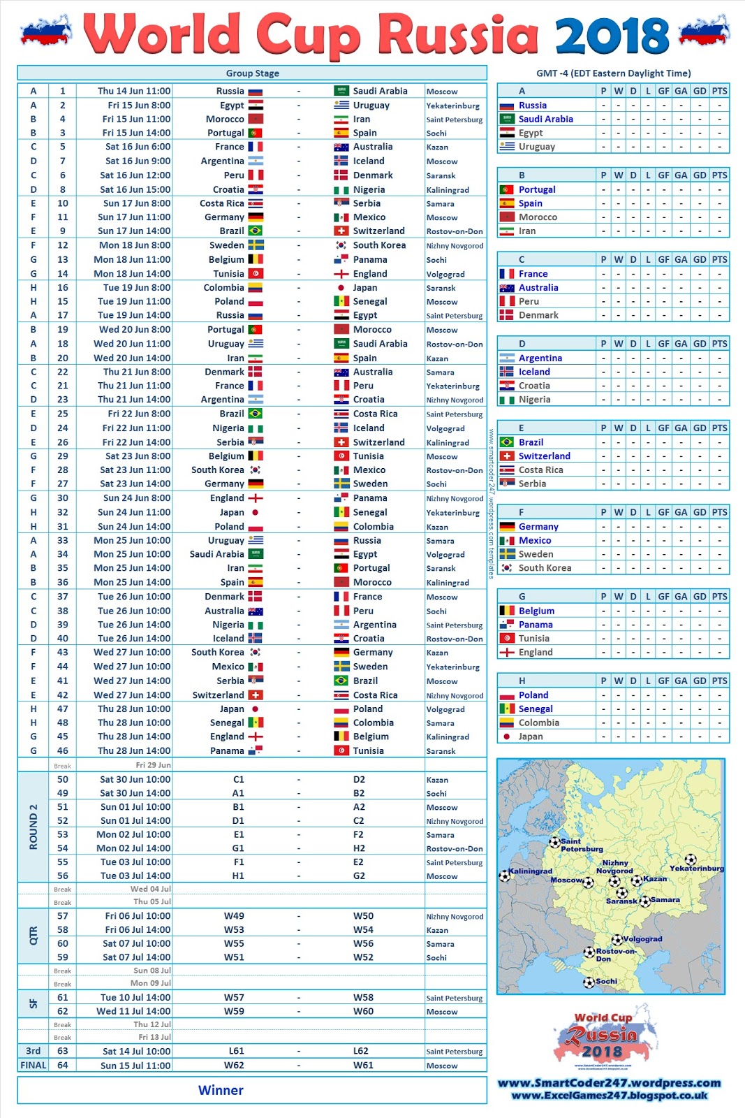 smartcoder 247 russia 2018 world cup football excel world cup 2018 fixtures chart