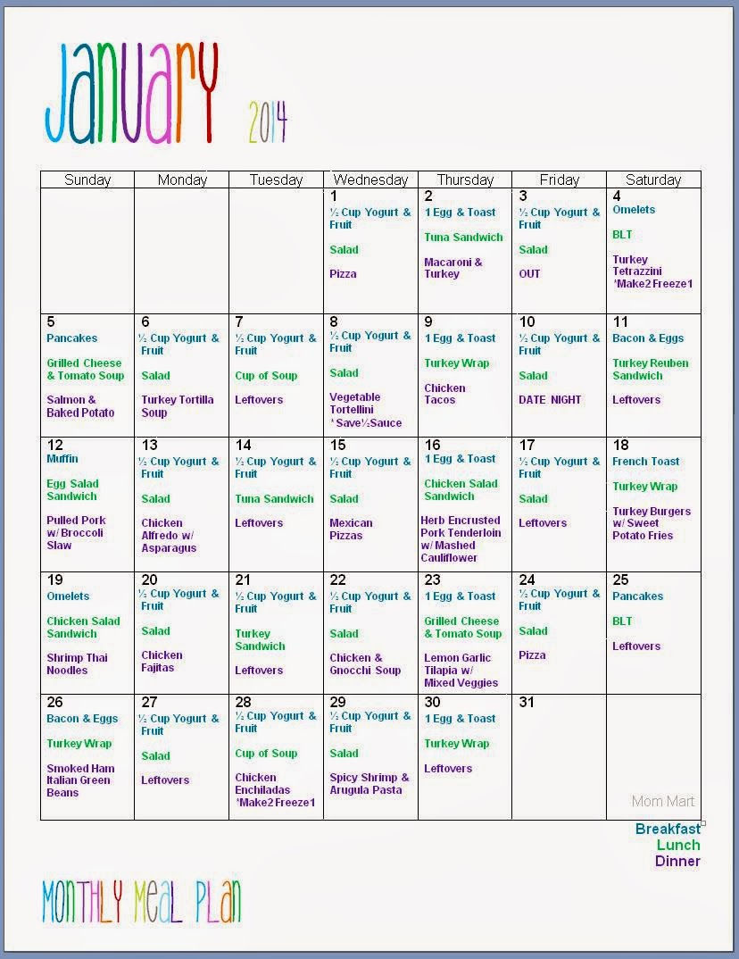 Month Meal Plan Template Month Meal Plan Template