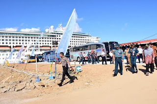 Pembangunan Pelabuhan Baru Lombok Selesai, Kapal Cruise MV Sun Princess Berlabuh Di Gili Mas 