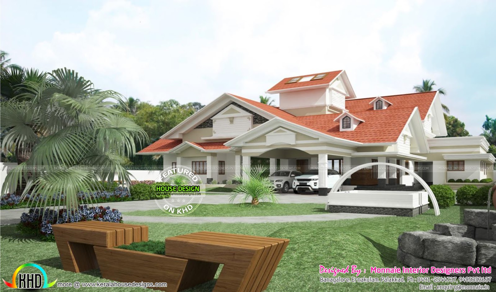 Luxurious traditional mix house by Monnaie Interior Designers Kerala