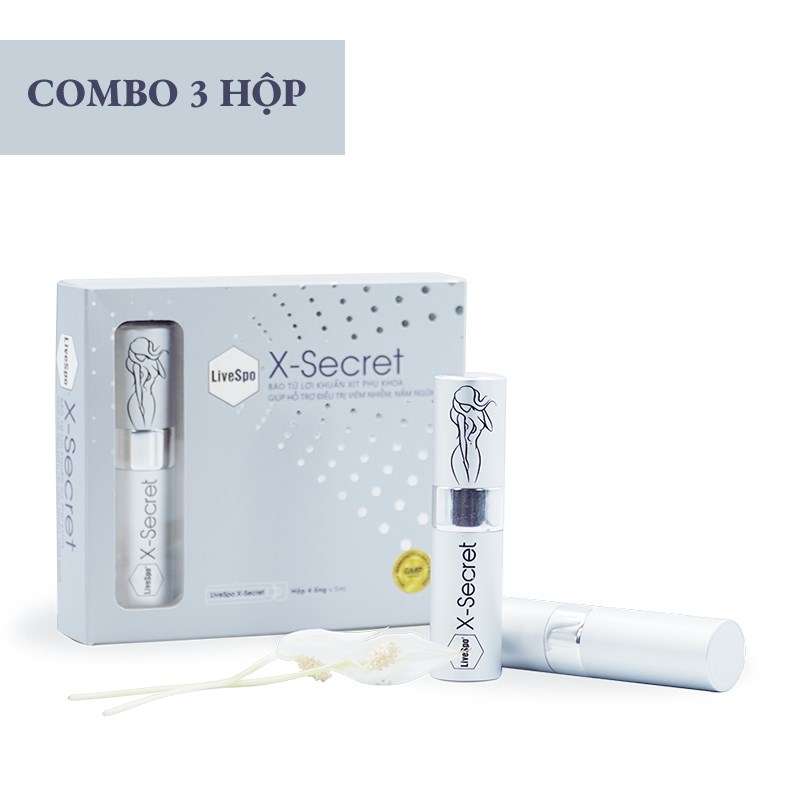 LiveSpo X-Secret Combo 3 xịt phụ khoa chứa bào tử lợi khuẩn hỗ trợ điều trị viêm nhiễm, nấm ngứa