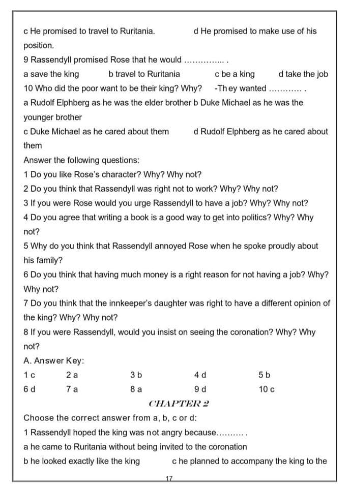 مراجعة نهائية إنجليزي 3 ثانوي  Prezoner of Zenda  + الاجابة.. توقعات الدستور واليوم السابع