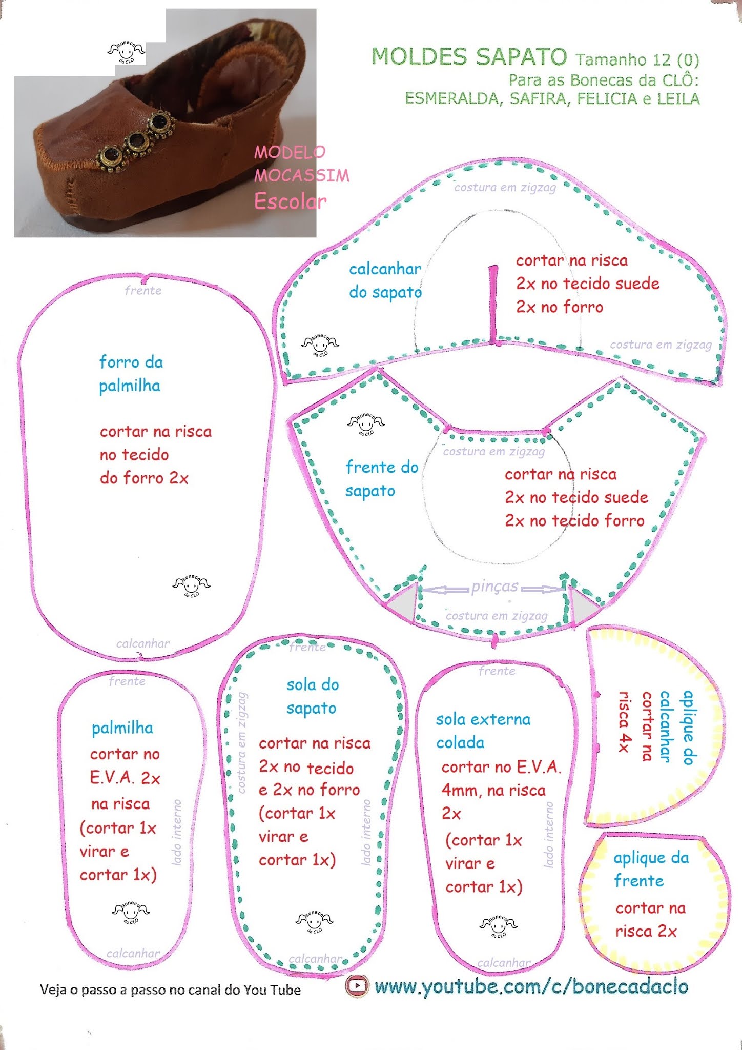 Bonecas De Pano Da Clô: Moldes do sapato modelo escolar