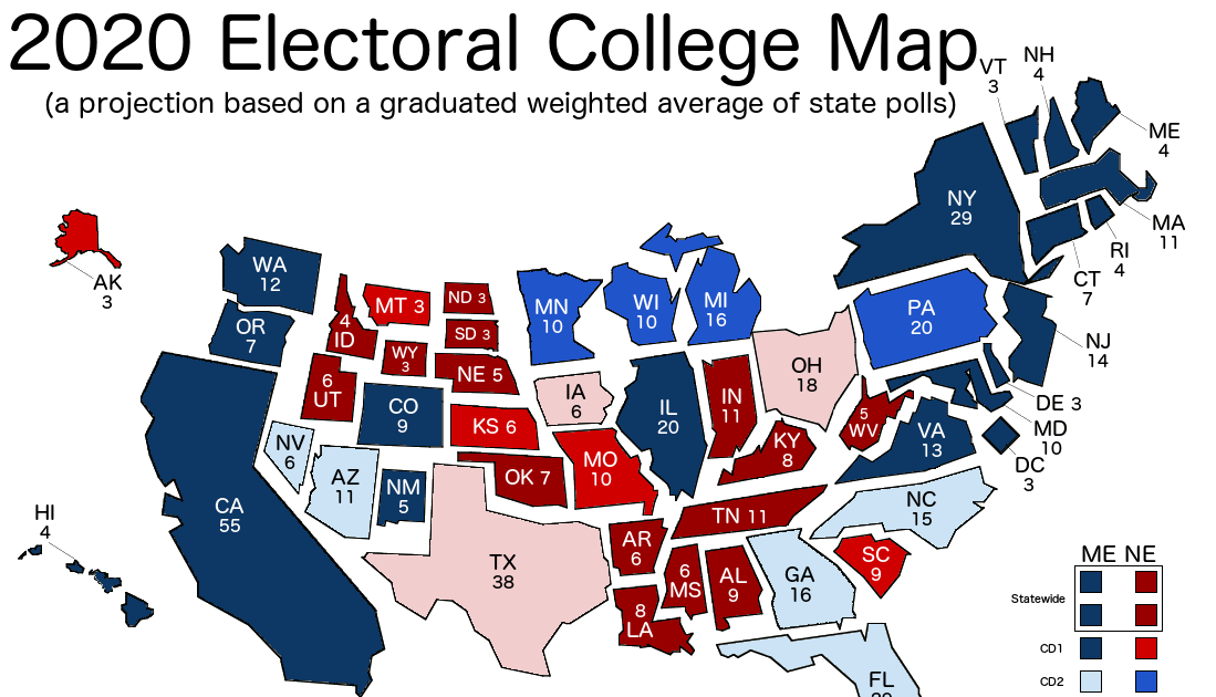 Maps College Courses 2020 Frontloading Hq: The Electoral College Map (10/15/20)