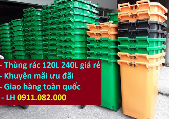 HCM -  Thùng đựng rác 120L 240L giá rẻ tại trà vinh- thùng rác công nghiệp- lh 0911082000 Tyjji7yoti87oy