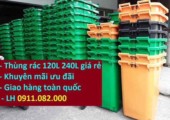 Thung dung rac 120L 240L gia re tai tra vinh thung rac cong nghiep lh 0911082000