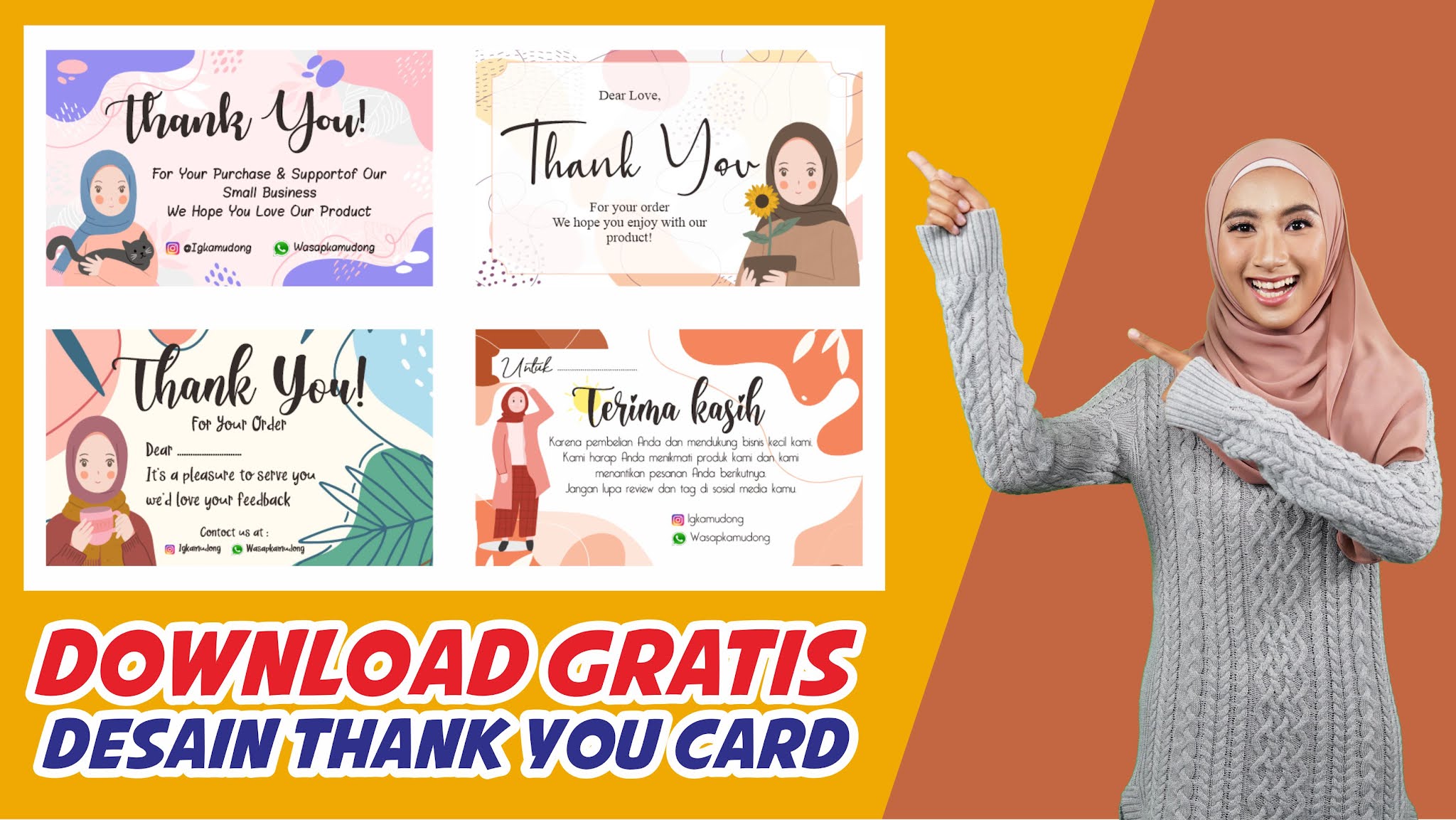 Download Desain Template Thank You Card Kartu Ucapan Terima
