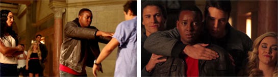 Chris pushes his friend who falls out of the shot and isn't seen again.  Brock and Derek give Chris some love.