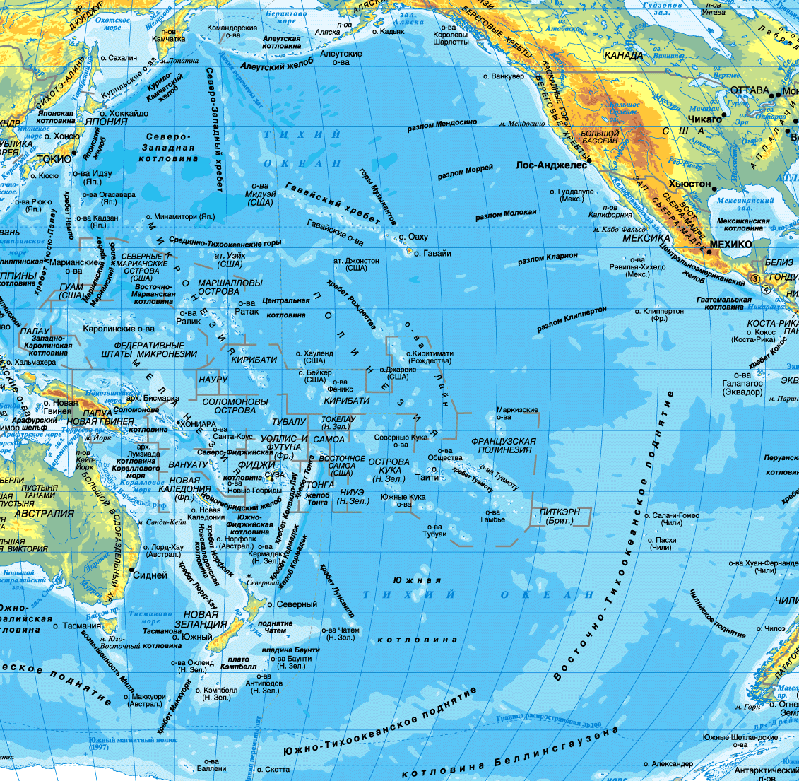 На берегу тихого океана расположены. Тихий океан на карте. Где находится тихий океан на карте. Карта Тихого океана 7 класс.