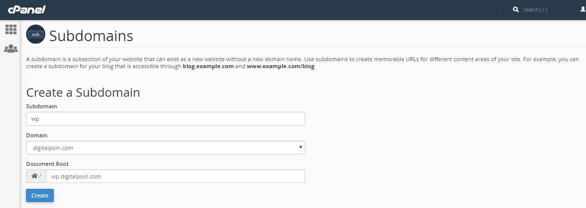 Membuat Sub Domain