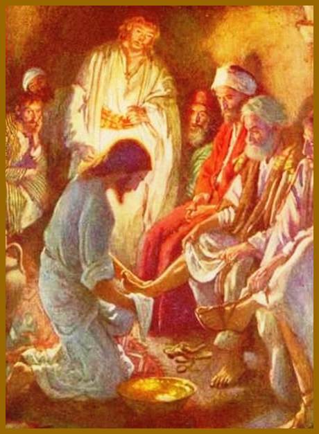 Jesús lava los pies a sus discípulos