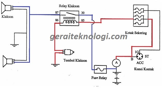 Rangkaian Dan Cara Kerja Rangkaian Sistem Klakson Dengan Relay Gerai Teknologi