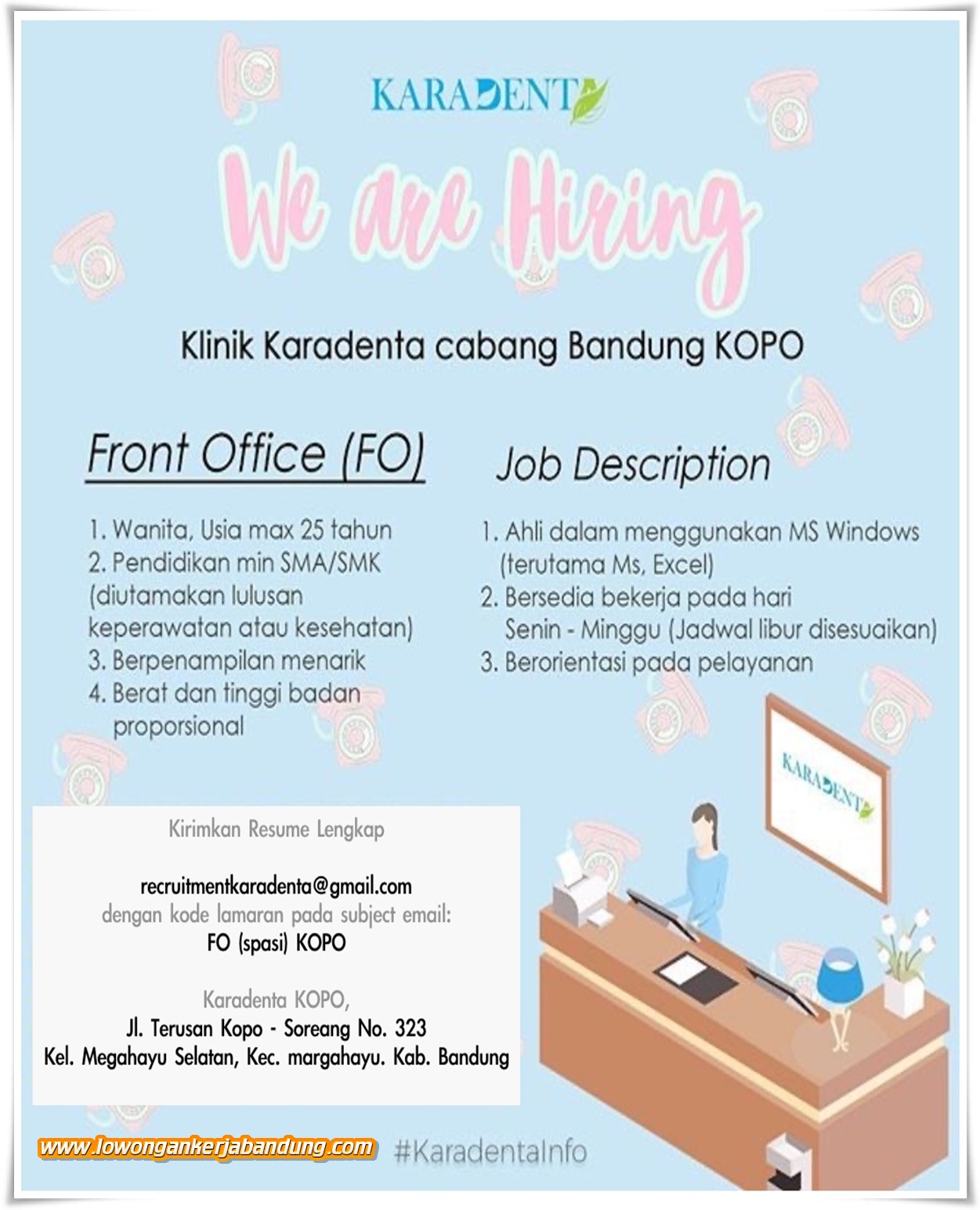 Lowongan Kerja Bandung Front Office Karadenta - Loker Bandung Hari Ini