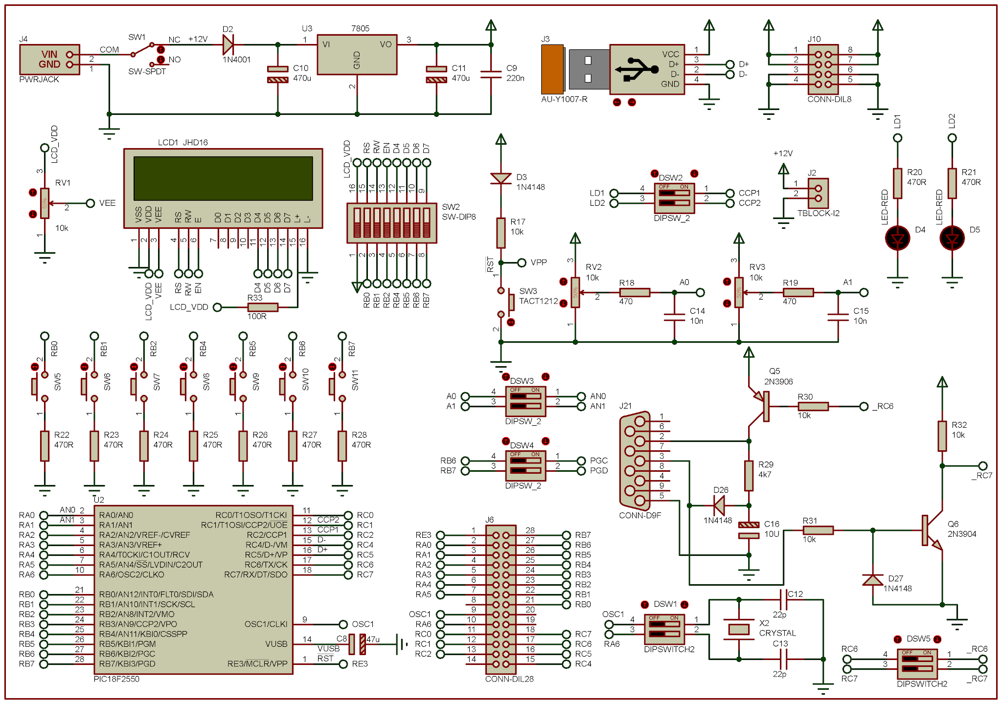 Learn Electronics and Embedded System Programming: DIY PIC18F2550 USB Board