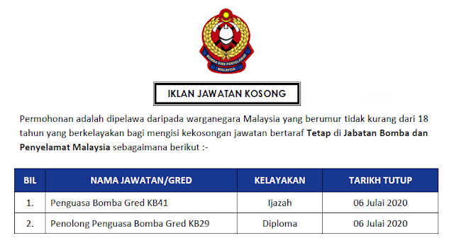 jawatan kosong bomba
