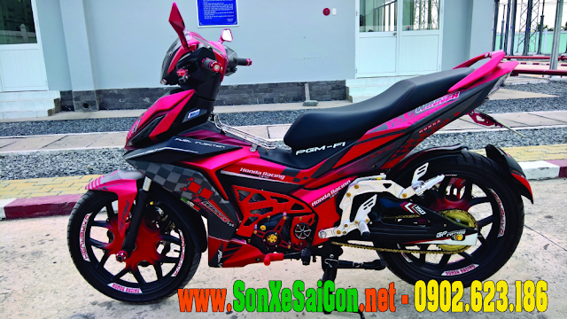 Mẫu sơn tem đấu Honda Winner 150 màu xám đỏ đen nhám