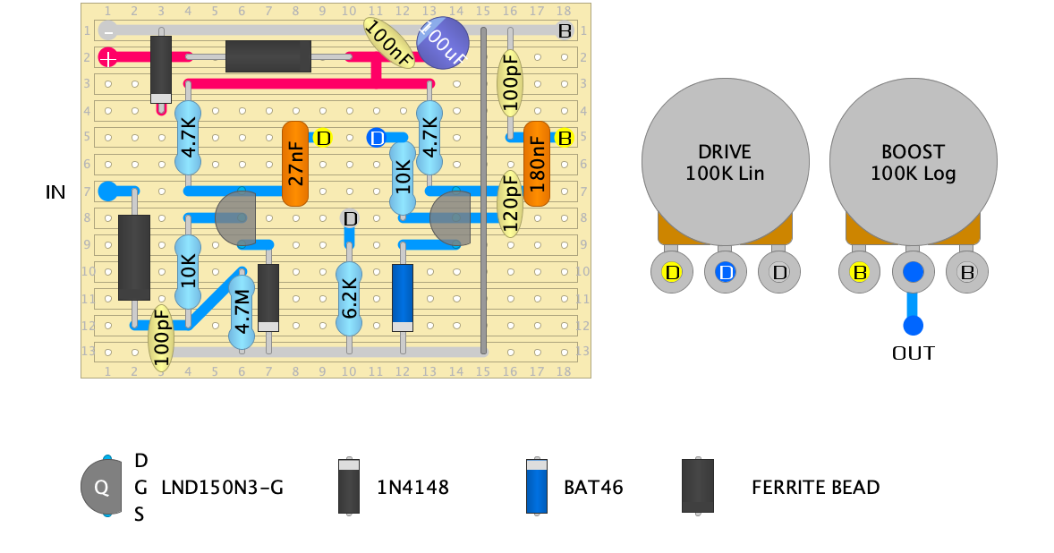 Guitar Effects Vero Point to Point Tag Board Layouts SPACEMAN