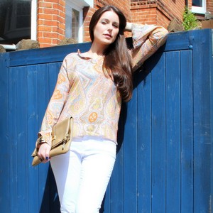  Scarf print blouse