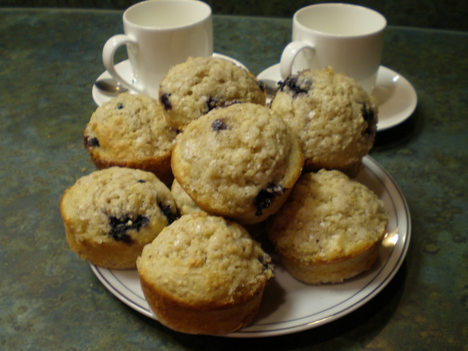 Basil and Rosemary's Kitchen Oat Flour Blueberry Muffins
