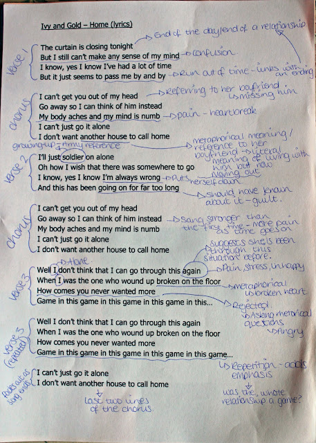 A2 Advanced Media Studies Portfolio: Lyrics analysis