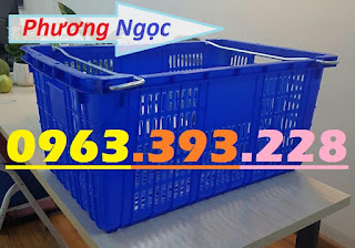 Sọt thanh long, sọt có quai HS011, sóng nhựa quai sắt, sọt nhựa đựng nông sản Srqs