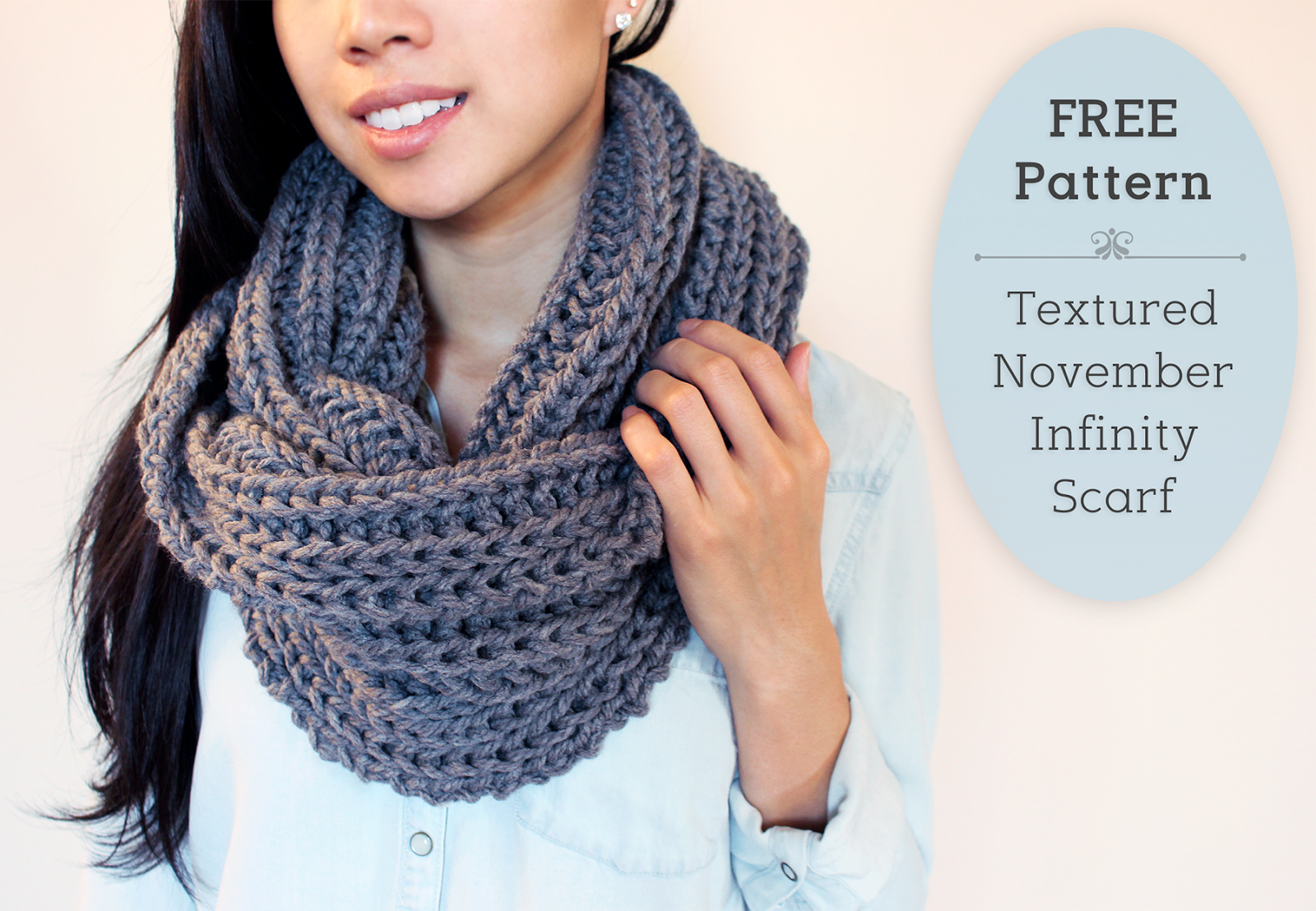 Purllin Textured November Infinity Scarf Free Pattern