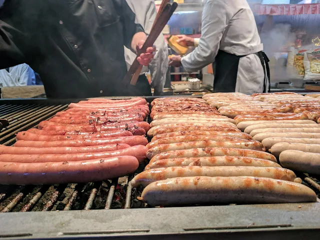 Sausages at the Münster Christmas Market in North Rhine-Westphalia Germany