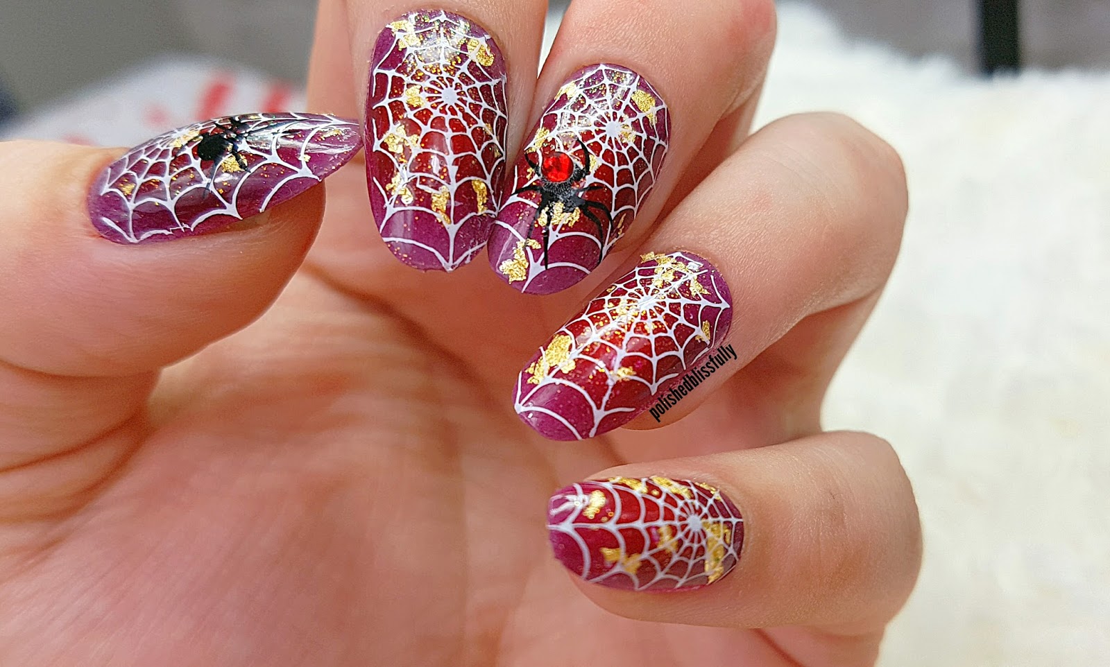 Polishedblissfully Luxe Spider Web Halloween Nail Art