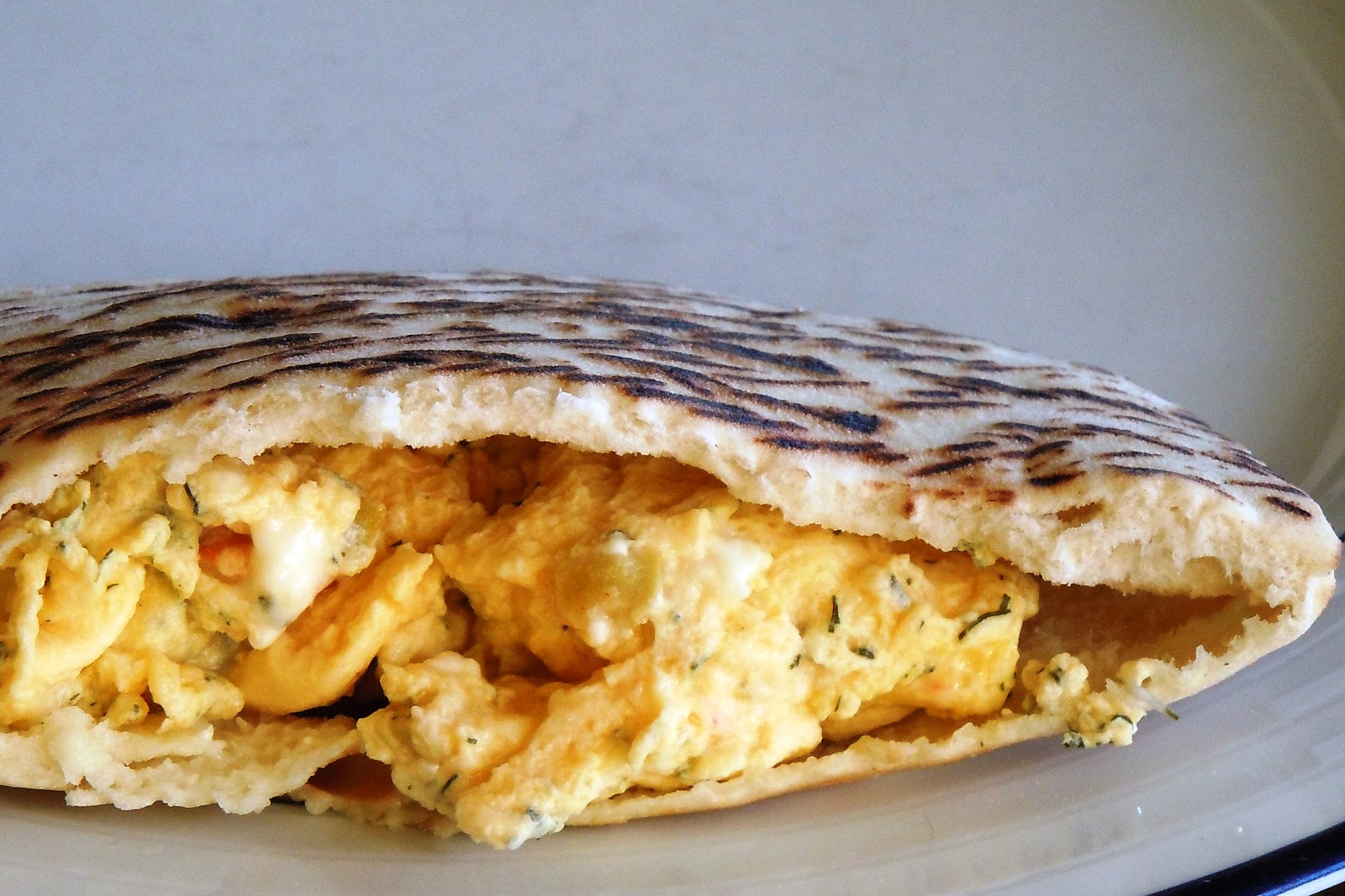 Quick Breakfasts for Moms in a Hurry Dill Feta Scrambled Egg Pita