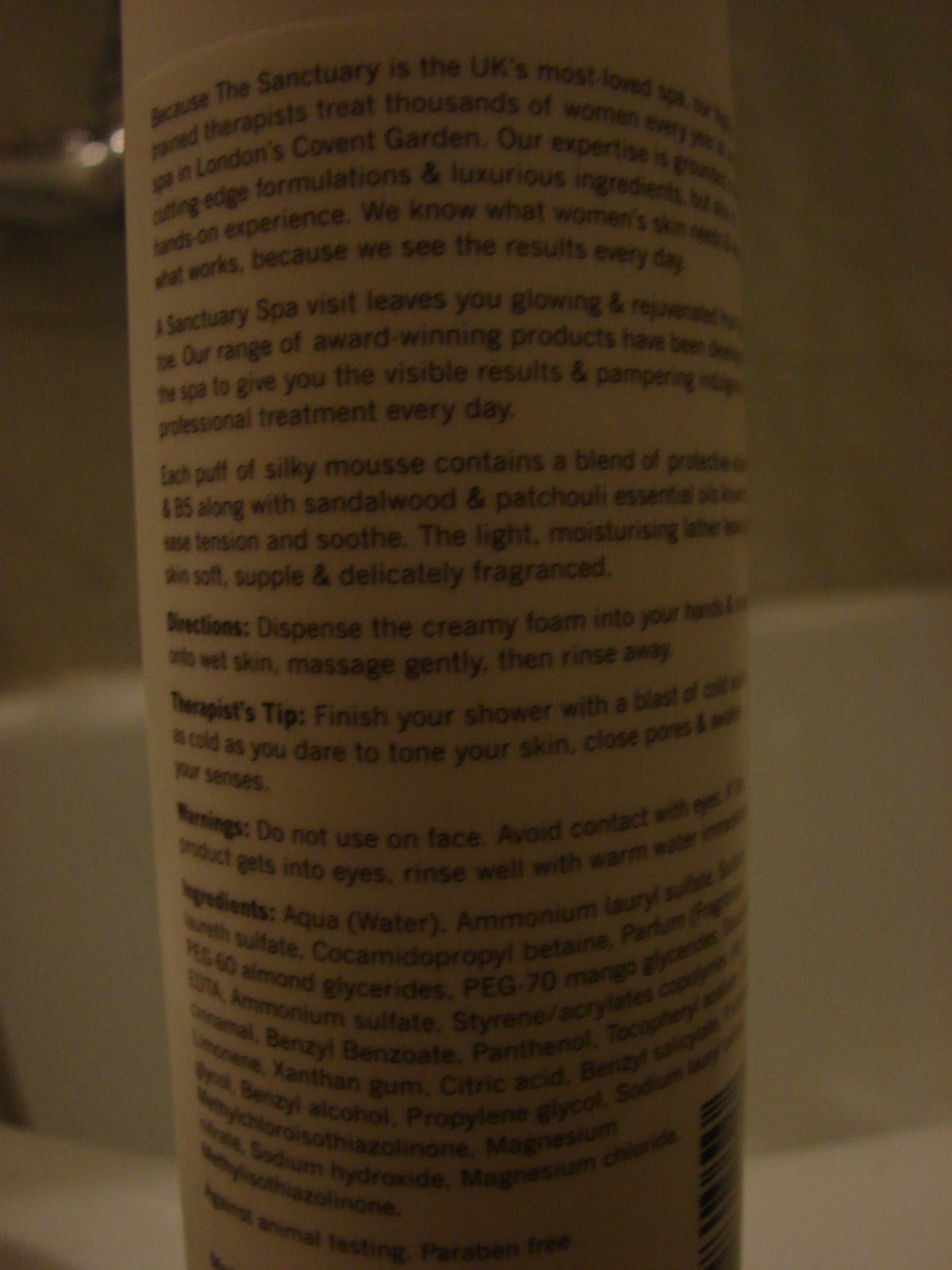 Arhe's blog: The Sanctuary Foaming Shower Mousse