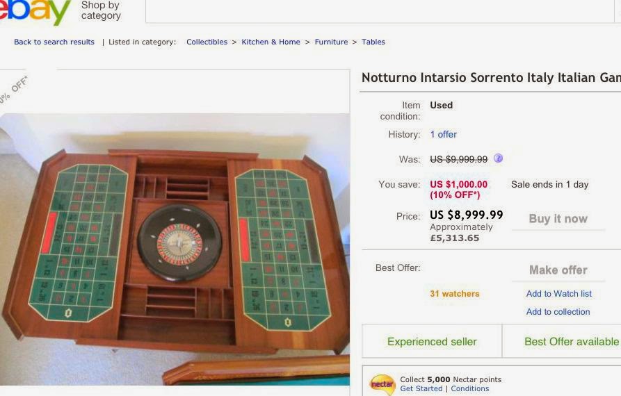 Old Vintage Gallery: Antique Roulette Games Table - Made in Italy