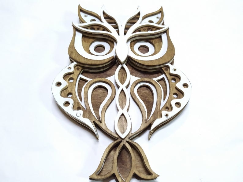Owl scroll saw and laser cutting pattern k017 egyptian decor