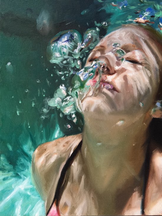 Reisha Perlmutter pinturas mulheres subaquáticas água realista
