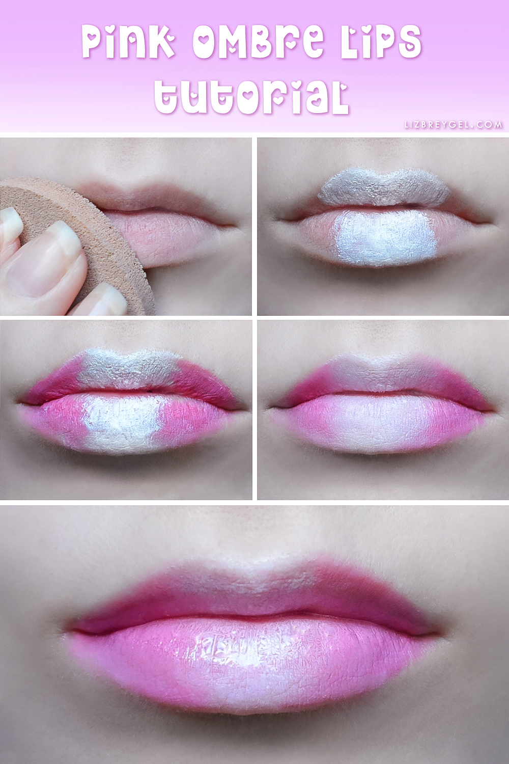 a step-by-step collage on how to do lip makeup