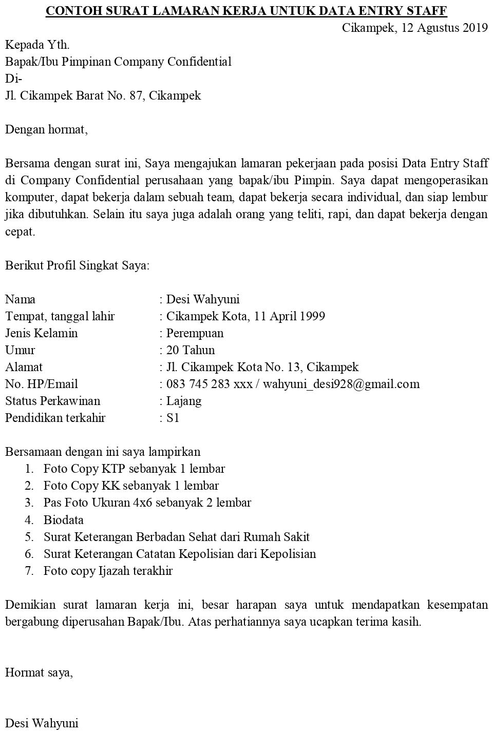 Contoh Surat Lamaran Pekerjaan Untuk Komputer Dan IT (Programmer, IT