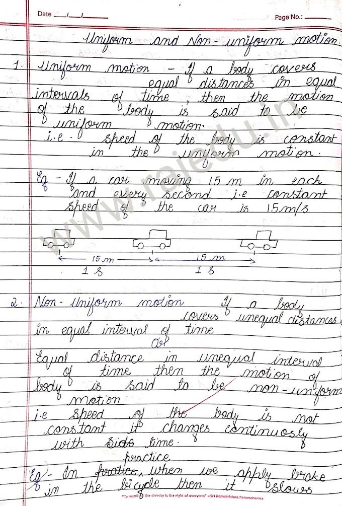 Uniform and non uniform motion 