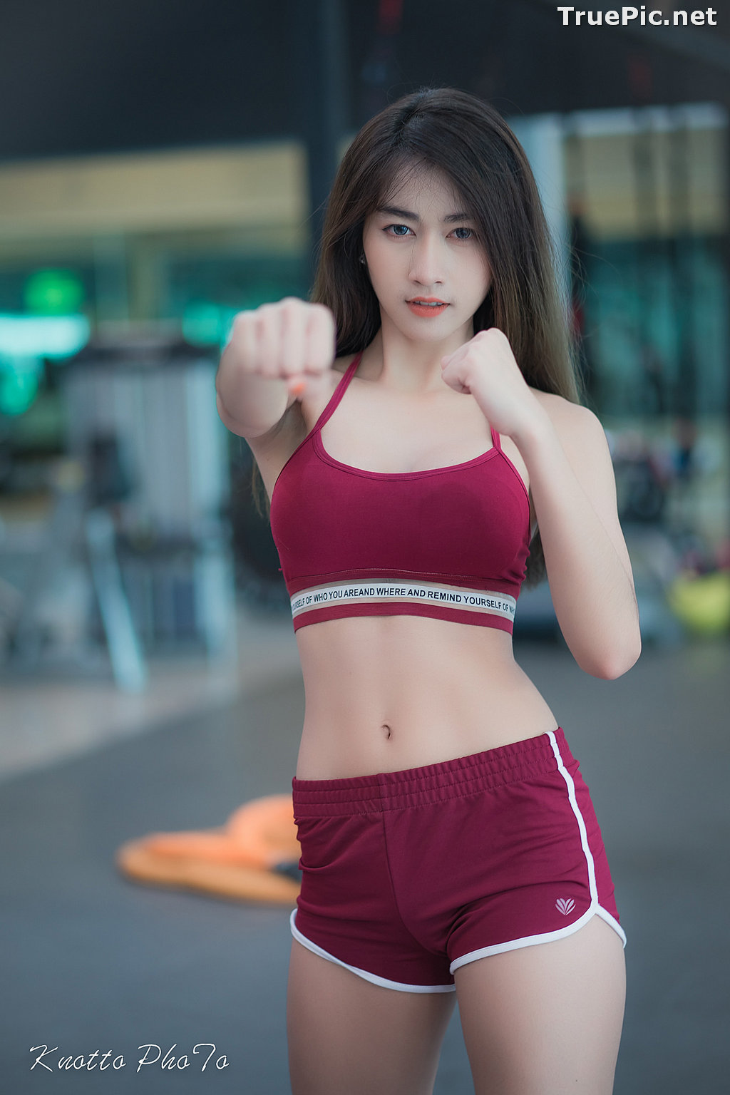 Image Thailand Hot Beauty Model - Nisa Khamarat - Red and Black Fitness Set - TruePic.net - Picture-19