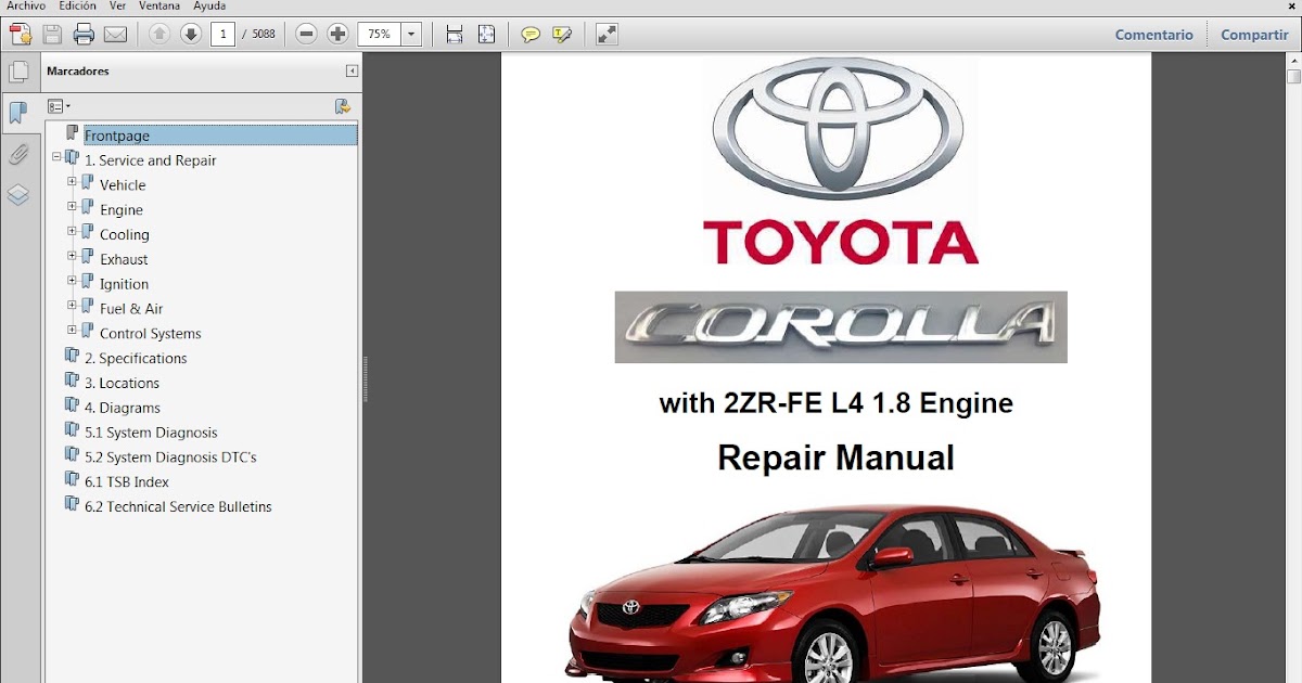 Manuales de Taller de TOYOTA: TOYOTA COROLLA motor 2ZR-FE gasolina L4 1.8