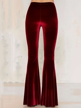 Plain Full Length Slim Bellbottoms Women's Casual Pants