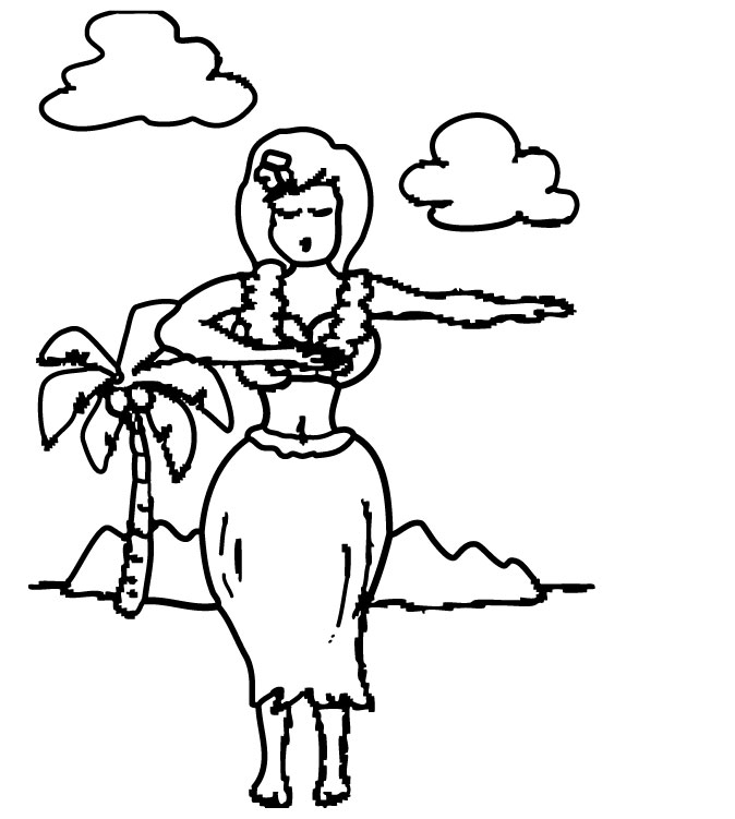 Download Hawaii Island Beauty Coloring Pages : Girls Dancing The Hula Hoop | Kids Coloring Pages