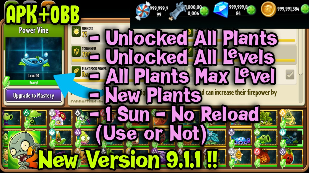 Download Plants vs Zombies 2 (MOD - Unlimited Coins/Gems/Suns