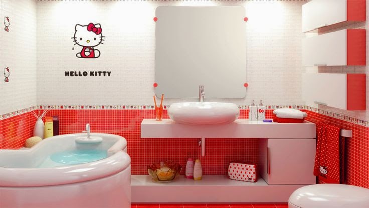 Design Hello Kitty Theme Bathroom Interior Decorations Ideas