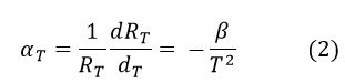temperature coefficient formula of thermistor