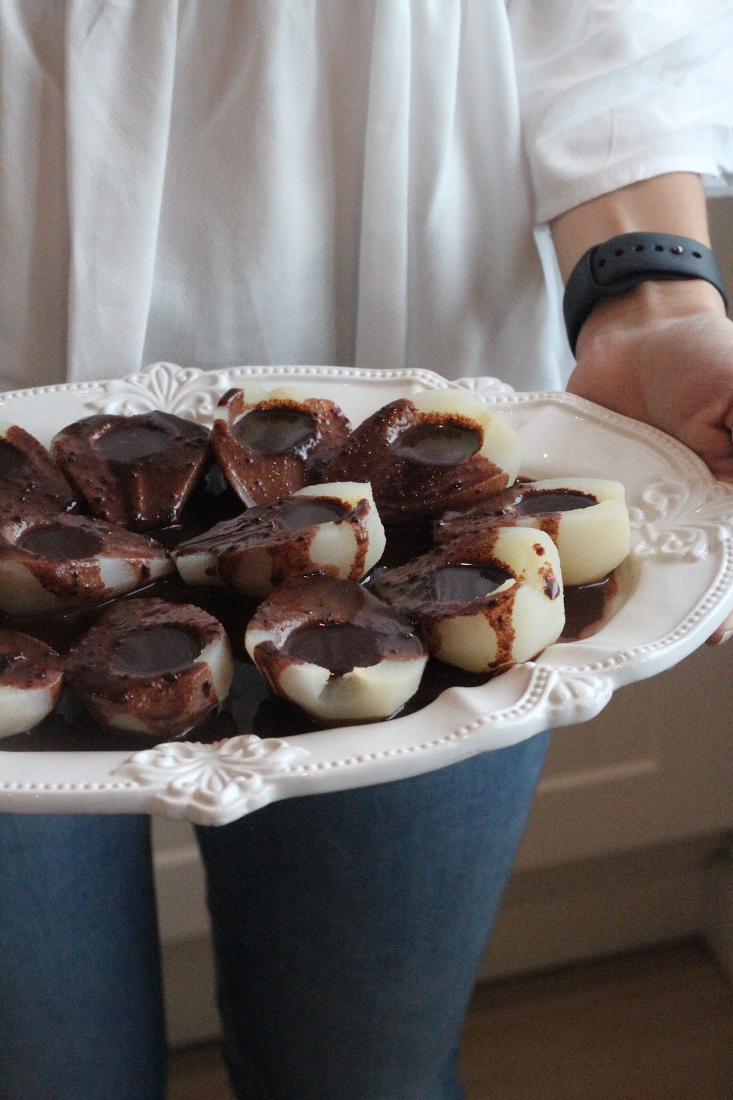 Pêras com Ganache de Chocolate