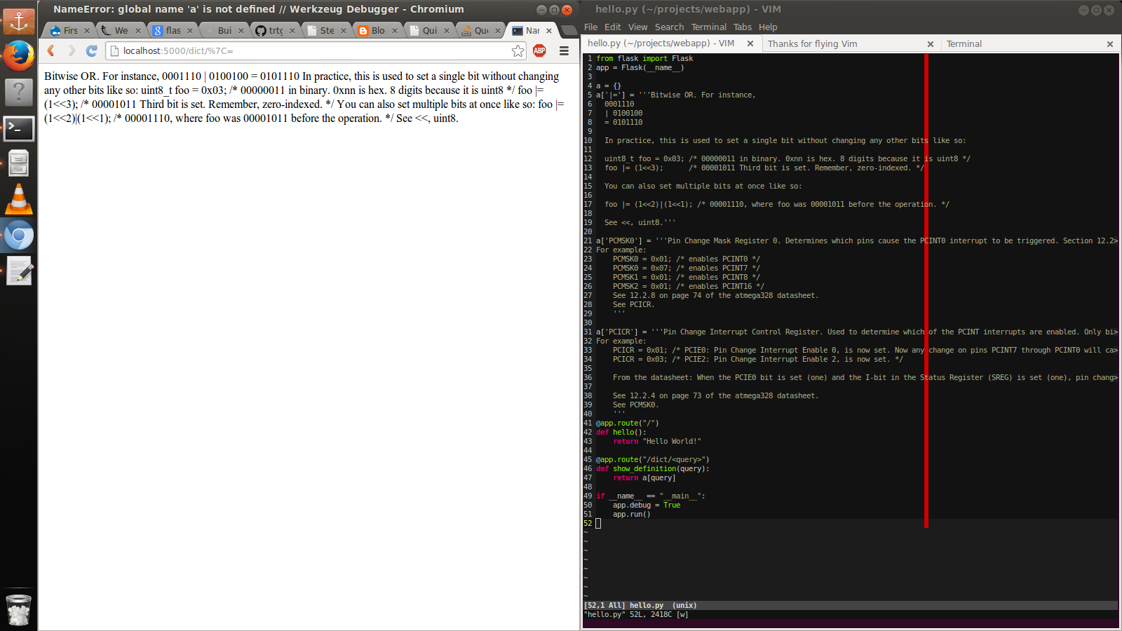 orange narwhals WTFisThisRegister, Beginner's Flask App Dictionary
