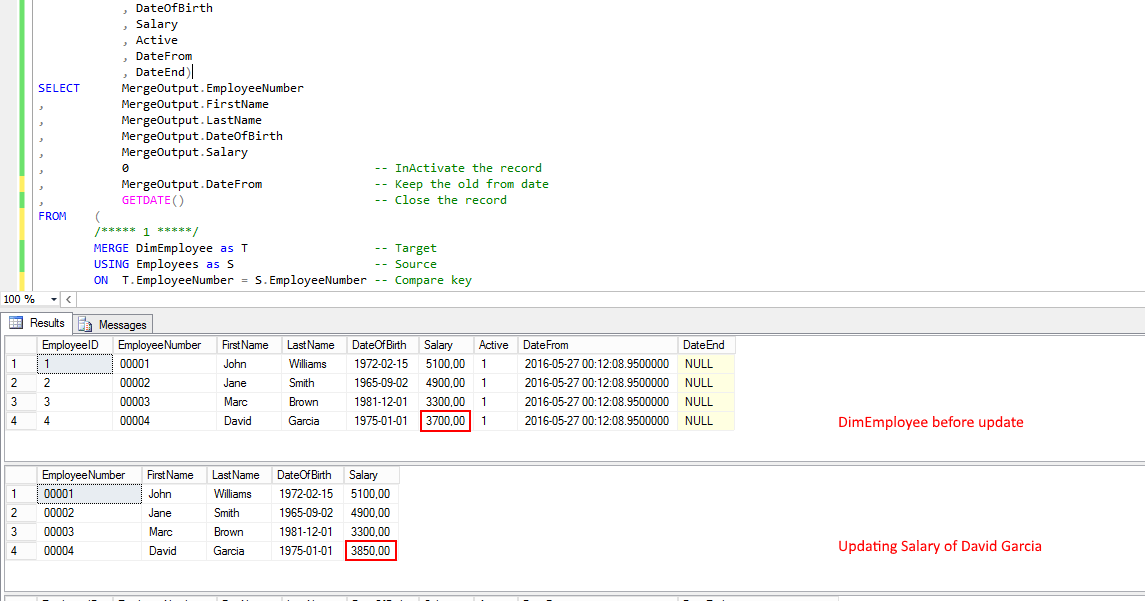 Microsoft SQL Server Integration Services TSQL Merge for Slowly Changing Dimension or